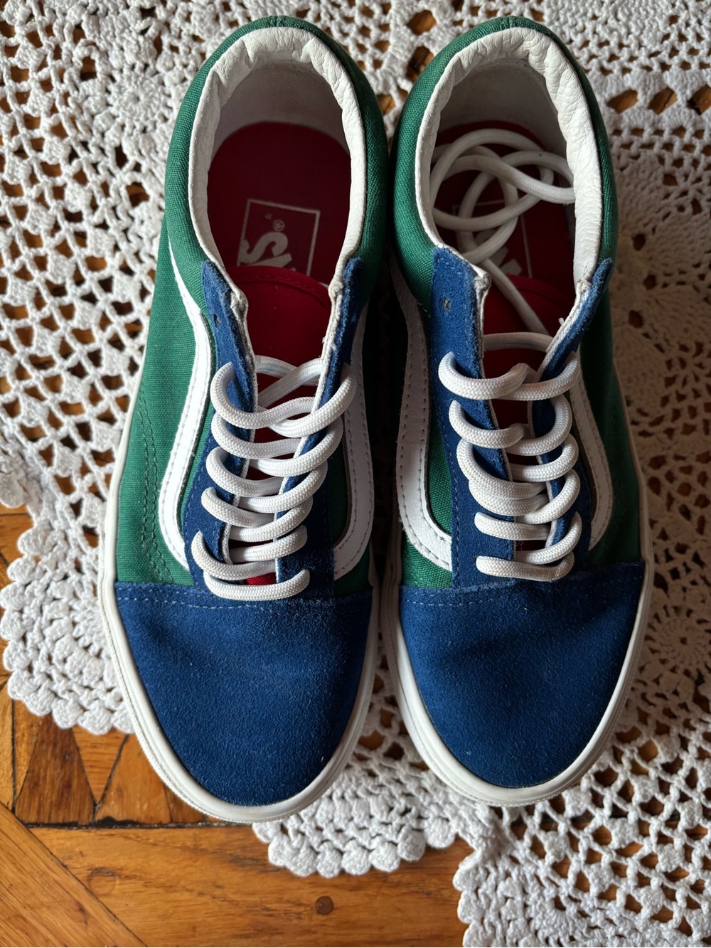 Vans Red, Green & Navy Low-Top Sneakers